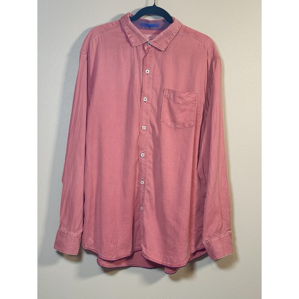 Tommy Bahama Jeans Shirt Mens Long Sleeve Coral Pink Button Up Casual XL / TG‎